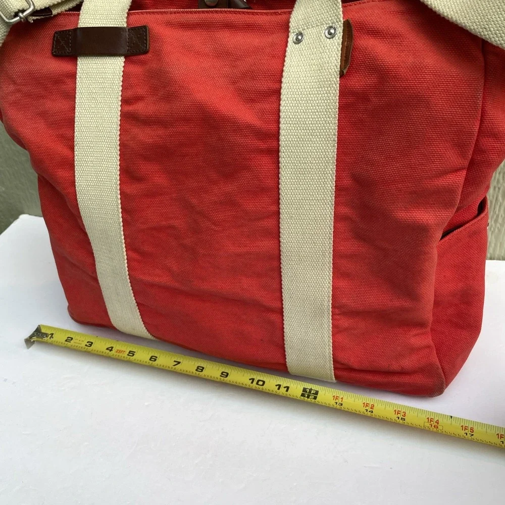 VTG Frank Daniel Tote Crossbody Bag Red Heavy Canvas Handmade Italy Designer